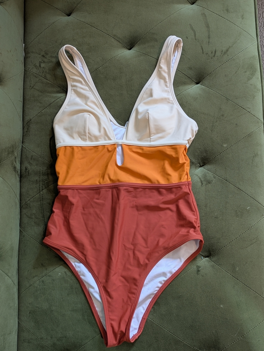 Retro Style Creamsicle One-piece Swimsuit cupshe Size Small Orange Vintage